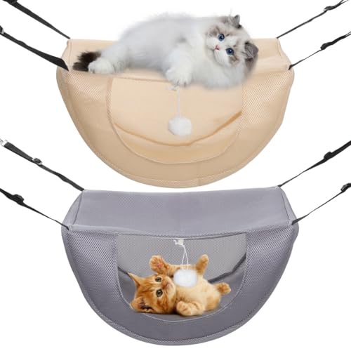 byepica Hängende Katzen-Käfig-Hängematten, atmungsaktiv, verstellbar, Haustierbett-Set, 2 Stück, dicke Air-Mesh-Liege für Kätzchen, Kaninchen, Hamster, Grau & byepica Hängende Katzen-Käfig-Hängematten, atmungsaktiv, verstellbar, Haustierbett-Set, 2 Stück, dicke Air-Mesh-Liege für Kätzchen, Kaninchen, Hamster, Grau & von byepica