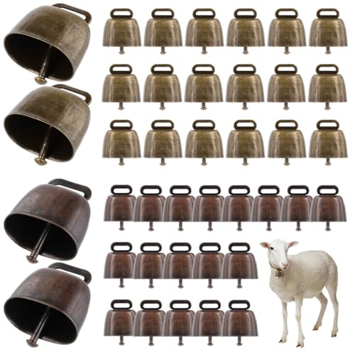 byepica Kuhglocken im Vintage-Stil, laute Metallglocken für Kühe, Schafe und Pferde, Kupfer- und Bronzefarben, 40 Stück byepica Kuhglocken im Vintage-Stil, laute Metallglocken für Kühe, Schafe und Pferde, Kupfer- und Bronzefarben, 40 Stück von byepica