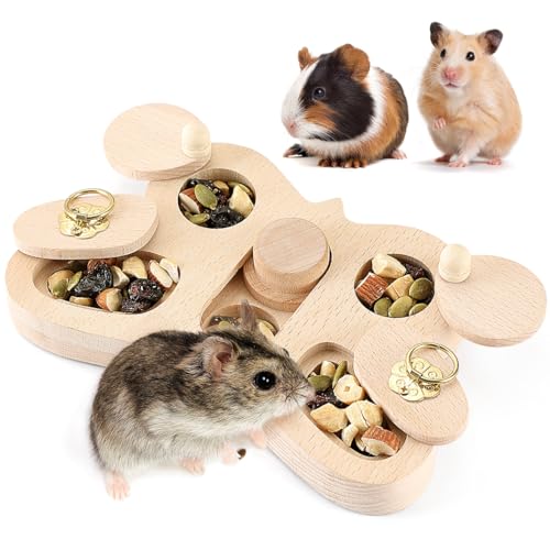 byepica Spielzeug für kleine Haustiere aus Holz, 4-in-1, interaktives Versteckspiel für Meerschweinchen, Hamster, Kaninchen und Ratten von byepica