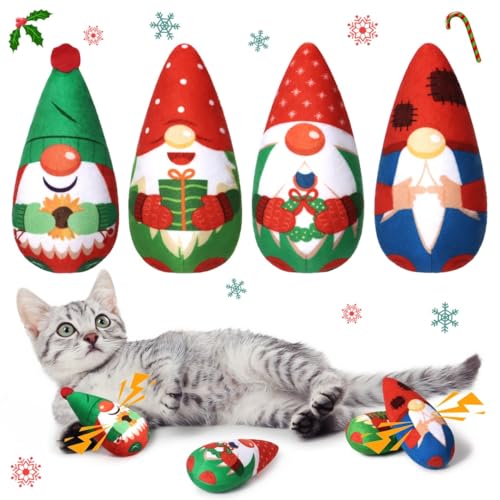 byepica Weihnachtsmann-Katzenminze-Spielzeug für Katzen, Knister-Kauspielzeug, gemütliches Zahngeschenk für Indoor-Kätzchen, 4 Stück byepica Weihnachtsmann-Katzenminze-Spielzeug für Katzen, Knister-Kauspielzeug, gemütliches Zahngeschenk für Indoor-Kätzchen, 4 Stück von byepica