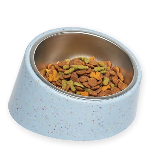 Bzyoo 2 Tassen, geneigter Hundenapf für kleine Hunde und Katzen, stilvolles Streu-Design, erhöht, Edelstahl, 473 ml, rutschfest, reduziert Verschütten, BPA-frei, spülmaschinenfest, Farbe: Blau Bzyoo 2 Tassen, geneigter Hundenapf für kleine Hunde und Katzen, stilvolles Streu-Design, erhöht, Edelstahl, 473 ml, rutschfest, reduziert Verschütten, BPA-frei, spülmaschinenfest, Farbe: Blau von bzyoo