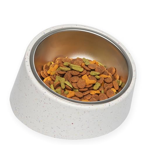 Bzyoo 2 Tassen, geneigter Hundenapf für kleine Hunde und Katzen, stilvolles Streu-Design, erhöht, Edelstahl, 473 ml, rutschfest, reduziert Verschütten, BPA-frei, spülmaschinenfest, Farbe: Weiß Bzyoo 2 Tassen, geneigter Hundenapf für kleine Hunde und Katzen, stilvolles Streu-Design, erhöht, Edelstahl, 473 ml, rutschfest, reduziert Verschütten, BPA-frei, spülmaschinenfest, Farbe: Weiß von bzyoo