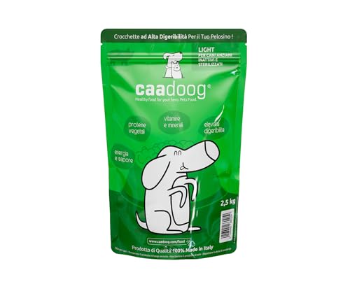 CAADOOG Kroketten für Hunde, Ligth für übergewichtige, ältere Hunde, sterilisiert – Monoprotein – Trockenfutter für Hunde aller Rassen – mit Schweinefleisch – Made in Italy, 2,5 kg von caadoog