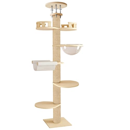 cadciehe Katzenbaum vom Boden bis zur Decke, höhenverstellbarer Katzenturm, 6 Etagen Hanf-Kratzbaum, hoher stabiler Katzenaktivitätsbaum, Indoor Outdoor Katzenkratzbaum, 1 Set cadciehe Katzenbaum vom Boden bis zur Decke, höhenverstellbarer Katzenturm, 6 Etagen Hanf-Kratzbaum, hoher stabiler Katzenaktivitätsbaum, Indoor Outdoor Katzenkratzbaum, 1 Set von cadciehe