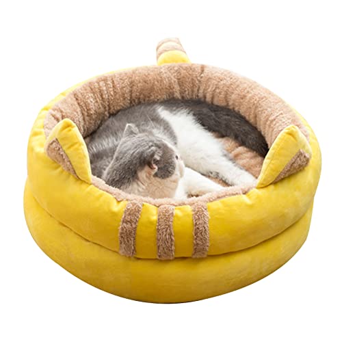 caoxhenr Katzenbett Katzenhöhle Bett Gemütliche Haustierhöhle Bett für Welpen Kätzchen Kaninchen Niedliches Katzenzelt Haus für kleine Katzen mit abnehmbarem Kissen von caoxhenr