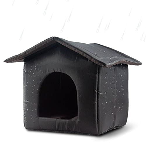 caoxhenr Katzenhaus, Haustierbett, wasserdicht, für den Außenbereich, für Katzen und kleine Hunde, warme Höhle, Schlafnest, Schwarz von caoxhenr