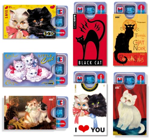 7 Kartenhüllen KATZENMOTIVE cardbox 7er Set Katzen /// ec Karten Hüllen/Kreditkartenhüllen/Führerscheinhüllen/Ausweishüllen/Geschenkkarten Hülle von cardbox