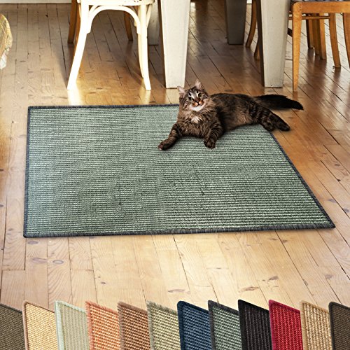 casa pura Katzen Kratzmatte aus Natur Sisal Kratzteppich Kratzmöglichkeiten für Katzen Kratzmöbel für Wand oder Boden - robust & waschba 60x80 cm Grau/Khaki von casa pura