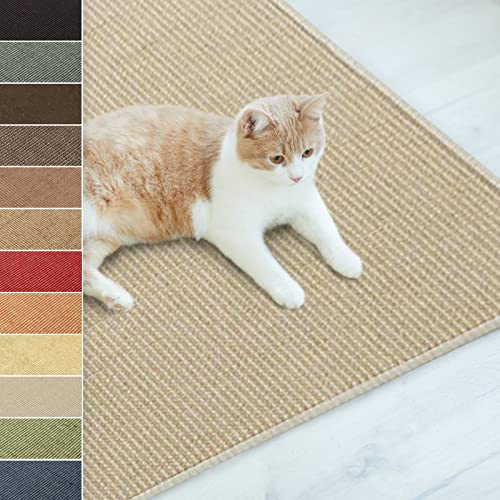 casa pura Katzen Kratzmatte aus Natur Sisal Kratzteppich Kratzmöglichkeiten für Katzen Kratzmöbel für Wand oder Boden - robust & waschba 100 x 200 Elfenbein von casa pura