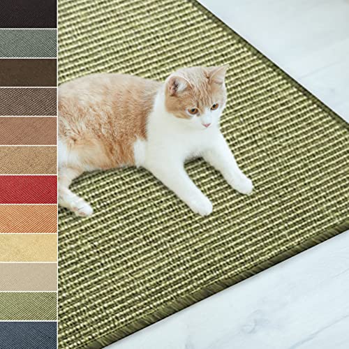 casa pura Sisalteppich Natural Line | ideal als Kratzmatte für Katzen | schadstofffrei & widerstandsfähig | Sisal Kratzteppich in vielen Farben und Größen (100 x 200 cm, Grün) von casa pura