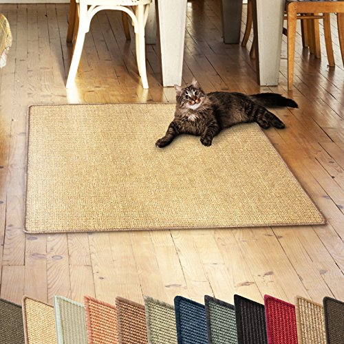 casa pura Katzen Kratzmatte aus Natur Sisal Kratzteppich Kratzmöglichkeiten für Katzen Kratzmöbel für Wand oder Boden - robust & waschba 100x100 cm Natur von casa pura