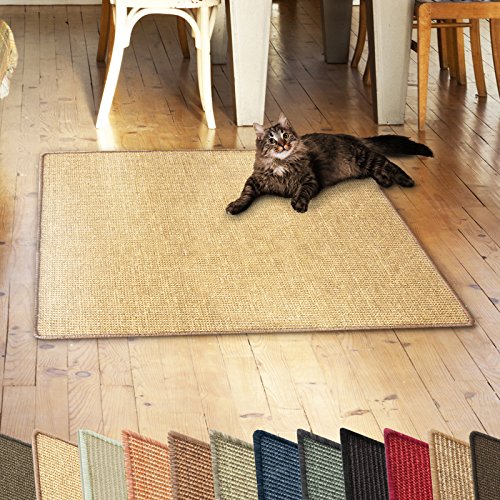 casa pura Katzen Kratzmatte aus Natur Sisal Kratzteppich Kratzmöglichkeiten für Katzen Kratzmöbel für Wand oder Boden - robust & waschba 50x50 cm Natur von casa pura