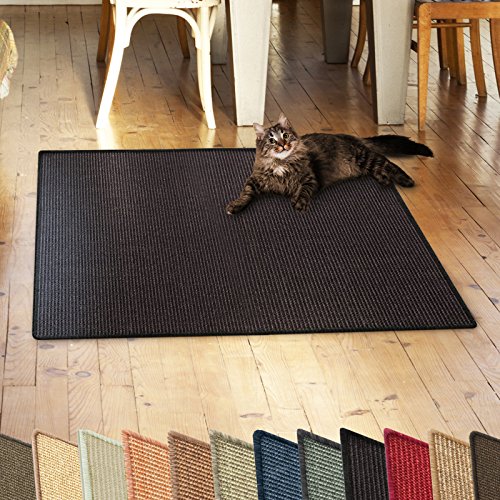 casa pura Katzen Kratzmatte aus Natur Sisal Kratzteppich Kratzmöglichkeiten für Katzen Kratzmöbel für Wand oder Boden - robust & waschba 100x100 cm Schwarz von casa pura