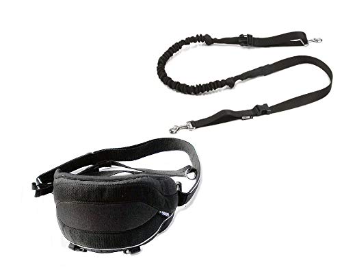 cat-or-dog.boutique -POLE Professionelles Canicross/Trekking/Joggen/Skijoring, freihändiges Set: Gürtel + Bungee-Leash – 3 Größen (M: 20-30 kg (44-60 Pfund), schwarz) von 3RD-POLE
