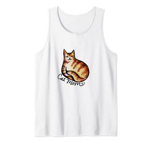 Cat Mom Tanktop mit süßem Tiger-Motiv, Orange Cat Mom Tanktop mit süßem Tiger-Motiv, Orange von caterpillar