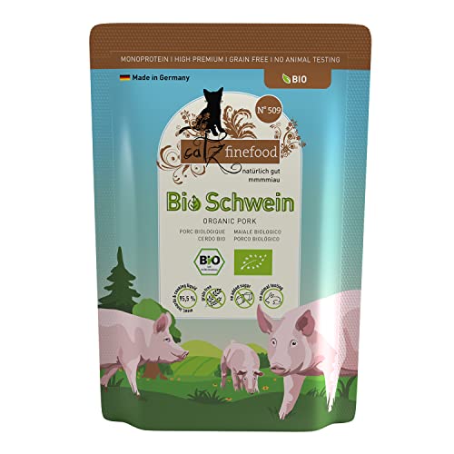 catz finefood Bio Katzenfutter Schwein - N° 509 - Nassfutter für Katzen - 12 x 85 g - Ohne Getreide & zugesetzten Zucker (1,02 kg) von catz finefood