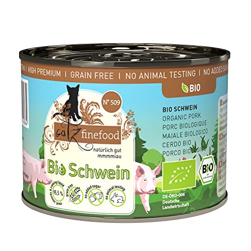 catz finefood Bio Katzenfutter Schwein - N° 509 - Nassfutter für Katzen - 6 x 200 g - Ohne Getreide & zugesetzten Zucker (1,2 kg) von catz finefood