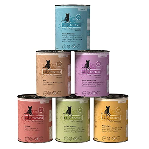 catz finefood Feinkost Katzenfutter nass Multipack 1, Sorten Mix-Paket 1 mit Geflügel, Kalb, Hering, Wild, Lachs, Lamm, Kaninchen, 6 x 400 g Dosen catz finefood Feinkost Katzenfutter nass Multipack 1, Sorten Mix-Paket 1 mit Geflügel, Kalb, Hering, Wild, Lachs, Lamm, Kaninchen, 6 x 400 g Dosen von catz finefood