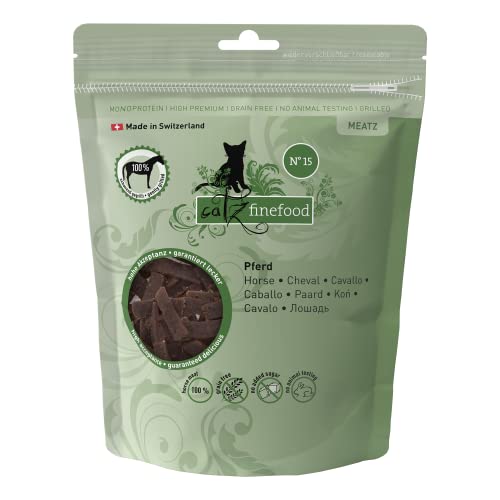 catz finefood Meatz Katzen Leckerlies Pferd N° 15 - knusprige Streifen aus 100 Prozent Pferdefleisch - Katzensnack für Allergiker ohne Zucker, getreidefrei (1 x 45 g) von catz finefood