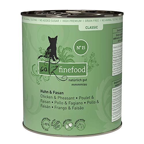 catz finefood N° 15 Huhn & Fasan Feinkost Katzenfutter nass, verfeinert mit Quinoa & Kresse, 6 x 800g Dosen catz finefood N° 15 Huhn & Fasan Feinkost Katzenfutter nass, verfeinert mit Quinoa & Kresse, 6 x 800g Dosen von catz finefood