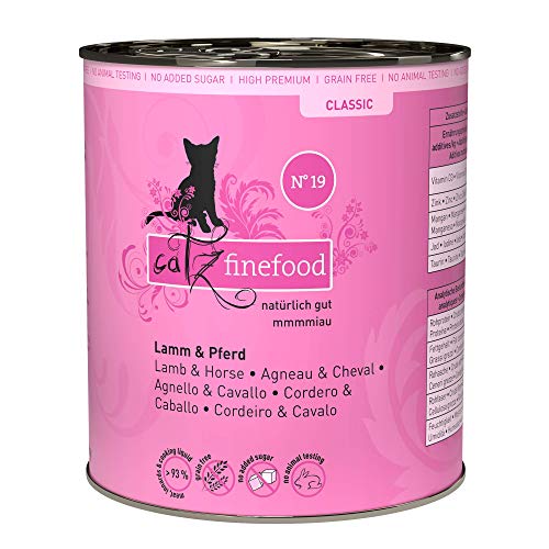 catz finefood N° 19 Lamm & Pferd Feinkost Katzenfutter nass, verfeinert mit Zucchini & Tomate, 6 x 800g Dosen von catz finefood