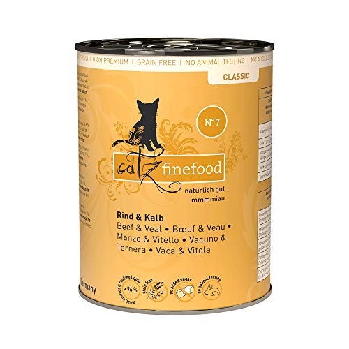 catz finefood N° 7 Rind & Kalb Feinkost Katzenfutter nass, verfeinert mit Aprikose & Ananas, 6 x 400g Dosen von catz finefood