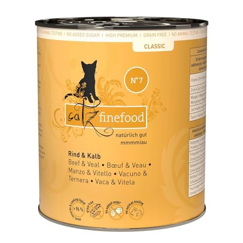 catz finefood N° 7 Rind & Kalb Feinkost Katzenfutter nass, verfeinert mit Aprikose & Ananas, 6 x 800g Dosen von catz finefood