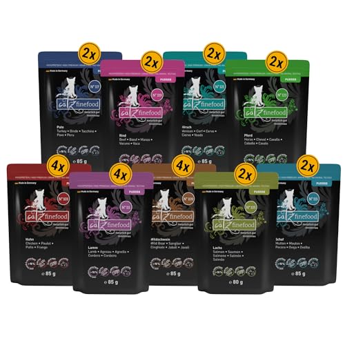 catz finefood Purrrr Collection Katzenfutter nass XXL Mix-Paket - Gourmet Nassfutter für Ihre Katze ohne Zucker & Getreide, glutenfrei und monoprotein mit hohem Fleischanteil (24 x 85g Beutel) von catz finefood