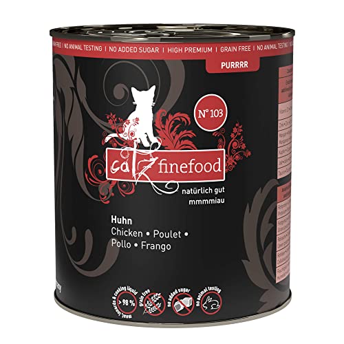 catz finefood Purrrr Huhn Monoprotein Katzenfutter nass N° 103, für ernährungssensible Katzen, 70% Fleischanteil, 6 x 800g Dose von catz finefood
