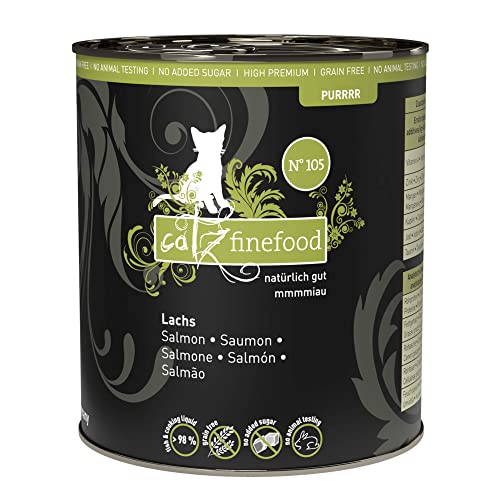 catz finefood Purrrr Lachs Monoprotein Katzenfutter nass N° 105, für ernährungssensible Katzen, 6 x 750 g von catz finefood