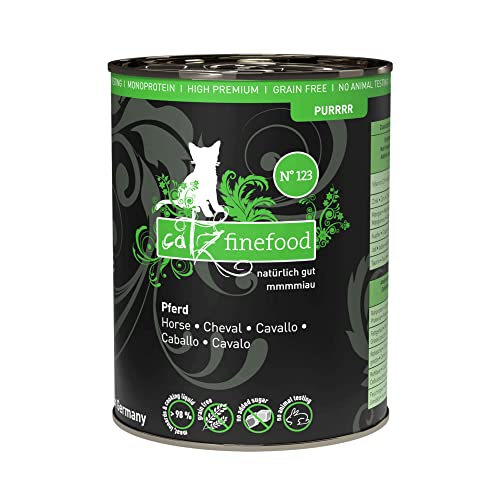 catz finefood Purrrr Pferd Monoprotein Katzenfutter nass N° 123, für ernährungssensible Katzen, 70% Fleischanteil, 6 x 400g Dose von catz finefood