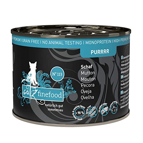 catz finefood Purrrr Schaf Monoprotein Katzenfutter nass N° 113, für ernährungssensible Katzen, 70% Fleischanteil, 6 x 200 g Dose von catz finefood