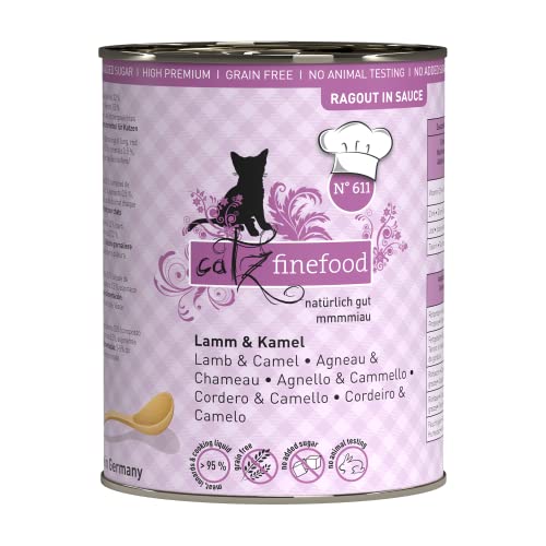 catz finefood Ragout N° 611 Lamm & Kamel Katzenfutter nass - Feinkost Nassfutter für Katzen in Sauce ohne Getreide und Zucker mit hohem Fleischanteil, 6 x 380 g Dose von catz finefood