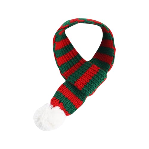 Weihnachtlicher Haustier-Strickschal, gehäkelt, für Weihnachten, Hund, Urlaub, Katzenschal, Welpen, Winter, Halswärmer, Schal mit weißem Bommel, für Weihnachten, Party, Verkleidung, Rot / Grün Weihnachtlicher Haustier-Strickschal, gehäkelt, für Weihnachten, Hund, Urlaub, Katzenschal, Welpen, Winter, Halswärmer, Schal mit weißem Bommel, für Weihnachten, Party, Verkleidung, Rot / Grün von ccHuDE