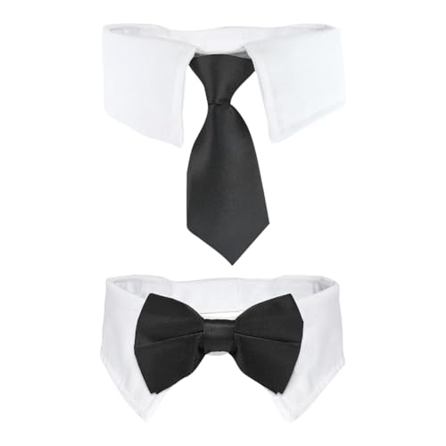 ccHuDE 2 x Haustier-Smokinghalsbänder, Katzenhalsband, Fliege, Hundehalsband, Welpen, formelle Krawatten, Hochzeit, Kätzchen, Fliege für große Tiere von ccHuDE