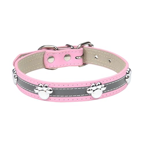 ccHuDE Hundehalsband aus PU-Leder, verstellbar, reflektierend, Rosa, niedliches Welpenhalsband, dekoratives großes Katzenhalsband, weiches Haustierhalsband, bequemes Welpenhalsband mit Pfotenniete, ccHuDE Hundehalsband aus PU-Leder, verstellbar, reflektierend, Rosa, niedliches Welpenhalsband, dekoratives großes Katzenhalsband, weiches Haustierhalsband, bequemes Welpenhalsband mit Pfotenniete, von ccHuDE