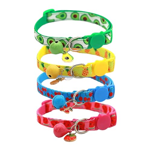 ccHuDE Katzenhalsbänder mit Fruchtdruck, verstellbar, mit Glöckchen und Anhängern, Schnellverschluss, 4 Stück ccHuDE Katzenhalsbänder mit Fruchtdruck, verstellbar, mit Glöckchen und Anhängern, Schnellverschluss, 4 Stück von ccHuDE
