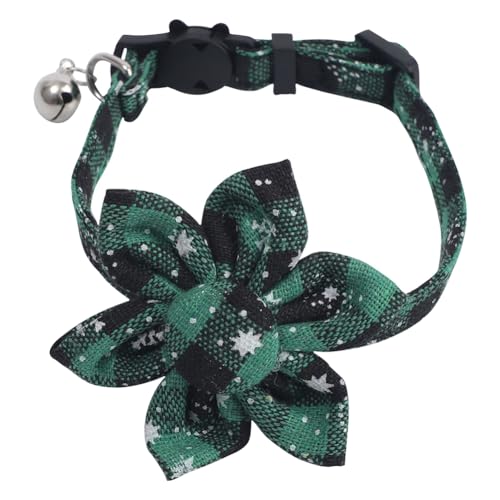ccHuDE Weihnachtliches Schneeflocken-Katzenhalsband, kariert, Kätzchenhalsband, Schnellverschluss, verstellbares Breakaway-Haustierhalsband mit Glocke, grüne Blume ccHuDE Weihnachtliches Schneeflocken-Katzenhalsband, kariert, Kätzchenhalsband, Schnellverschluss, verstellbares Breakaway-Haustierhalsband mit Glocke, grüne Blume von ccHuDE