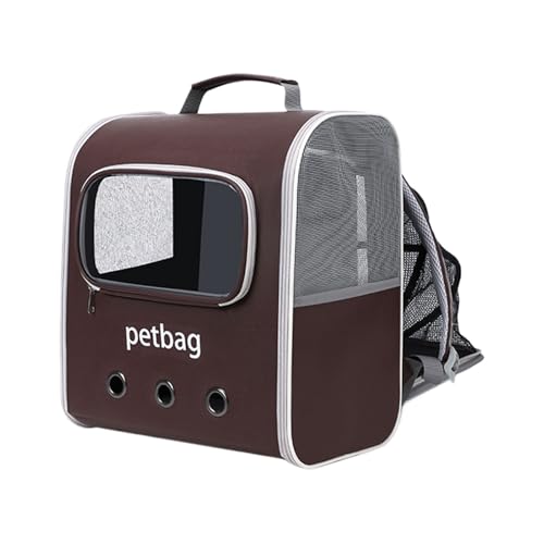 Cat Backpack Carrier, Expandable Pets Backpack, Large Cat Carriers, Breathable Travel Design, Secure and Comfortable Pet Bag for Small Dogs, Hiking, Vet Trips, Brown, White, 1 Piece von ccuzs