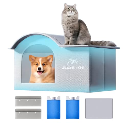 Cooling House for Outdoor Cats, Foldable Pet Shelter, Spacious Shade Tent, Portable Cooling Cave, Travel Bed for Apartment Balcony Car Camping Backyard Patio In&Outdoor Use 17.72x13.78x13.39in von ccuzs
