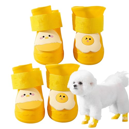 Dog Boots Waterproof, Anti Slip Dog Boot, Silicone Puppy Boots, Cute Pet Shoes with Easy to Wear and Sturdy Design for Safe Walks in Wet or Snowy Conditions, Silicone 4 Pieces Dog Boots Waterproof, Anti Slip Dog Boot, Silicone Puppy Boots, Cute Pet Shoes with Easy to Wear and Sturdy Design for Safe Walks in Wet or Snowy Conditions, Silicone 4 Pieces von ccuzs