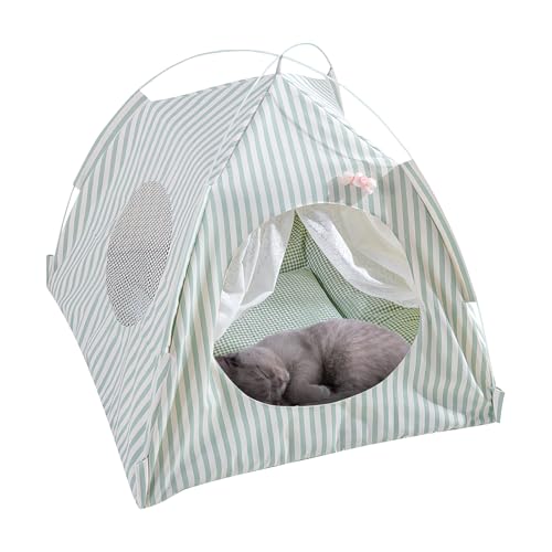 Portable Pet Tent, Dog Tent Indoor, Semi Enclosed Cat Canopy with Removable and Washable Cushion for Cats, Bunnies, or Small Animals, 14.17x14.17x14.17 Inches von ccuzs
