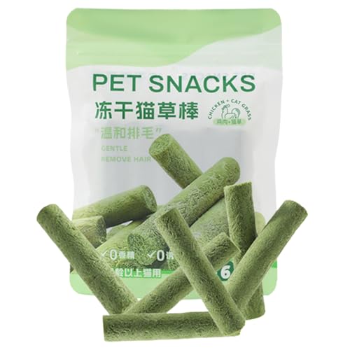 ccuzs Cat Grass Sticks, Freeze-Dried Chicken Teething Treats, Hairball Control Snack for Oral Care, Natural Chew Sticks for Indoor Kittens and Adult Cats, Easy to Carry von ccuzs