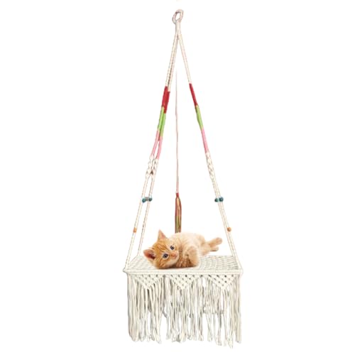 ccuzs Pet Hammock Bed, Boho Macrame Wall-Mounted Swing, Space-Saving Hanging Cat Hammock, Cozy Elevated Resting place for Small Cats and Pets, 19.69x11.81x52.36in ccuzs Pet Hammock Bed, Boho Macrame Wall-Mounted Swing, Space-Saving Hanging Cat Hammock, Cozy Elevated Resting place for Small Cats and Pets, 19.69x11.81x52.36in von ccuzs