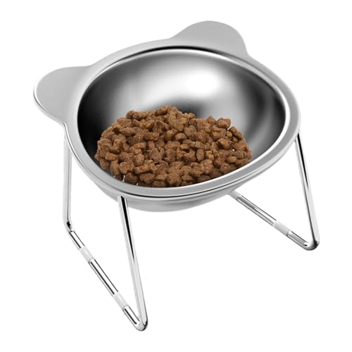 ccuzs Tilted Cat Feeding Bowl, Elevated Stainless Steel Dish, Non Slip Base, 15 Degree Slanted Design, Suitable for Medium to Large Cats and Kittens, 5.7x4.9x4.3in ccuzs Tilted Cat Feeding Bowl, Elevated Stainless Steel Dish, Non Slip Base, 15 Degree Slanted Design, Suitable for Medium to Large Cats and Kittens, 5.7x4.9x4.3in von ccuzs