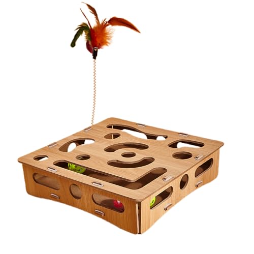 ccuzs Wooden Cat Puzzle Toy, Kitten Maze Toys, Interactive Pet Plaything with Compact and Easy to Store Design for Indoor Cats, Fun Boredom Play or Enrichment Supplies, 1 Piece von ccuzs
