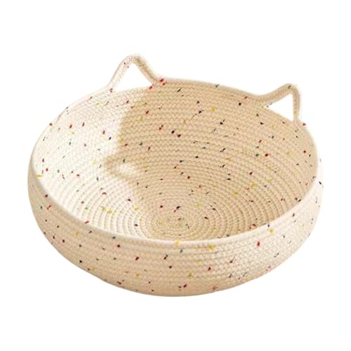 ccuzs Woven Cat Bed, Round Kitten Basket, Breathable Washable Cotton Rope Pet Nest, Slip-Resistant Bottom, Soft Sleeping Cushion for Small Dogs, Puppies, and Feline Friends ccuzs Woven Cat Bed, Round Kitten Basket, Breathable Washable Cotton Rope Pet Nest, Slip-Resistant Bottom, Soft Sleeping Cushion for Small Dogs, Puppies, and Feline Friends von ccuzs