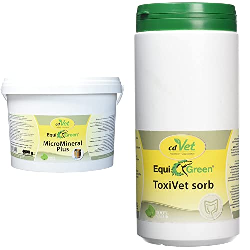 cdVet EquiGreen 100% Natur Micromineral Plus Nahrungsergänzungsmittel für Hunde, 4 kg & EquiGreen ToxiVet Sorb, 900 g von cdVet