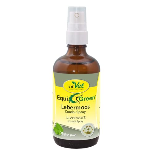 cdVet EquiGreen Lebermoos Combi Spray 100 ml | Natürliches Fell- und Hautpflegemittel für Pferde aus Lebermoos, Zistrose und pflegenden Ölen von cdVet