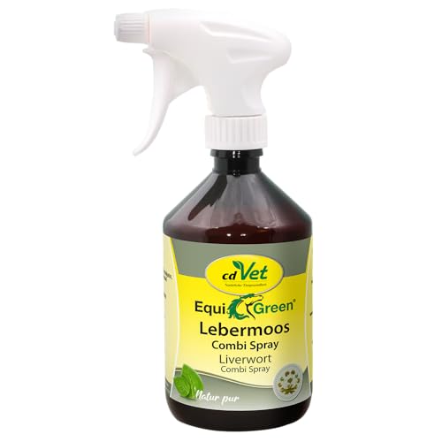 cdVet EquiGreen Lebermoos Combi Spray 500 ml | Natürliches Fell- und Hautpflegemittel für Pferde aus Lebermoos, Zistrose und pflegenden Ölen von cdVet